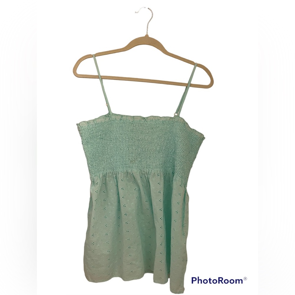 Y2K Vintage Aeropostale Cami Tank Top Boho Bohemian Smocking Eyelet Lace